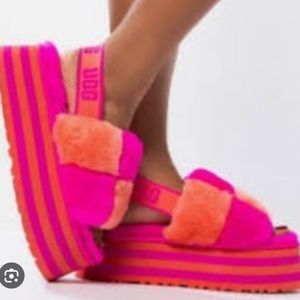 Pink ugg disco checker slipper